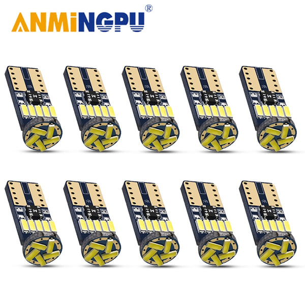 ANMINGPU 2/10PCS W5W Led Bulb T10 Led 501 194 12V 4014SMD Car Led Signal Lamp Clearance Lights Reading Lights Interior Light