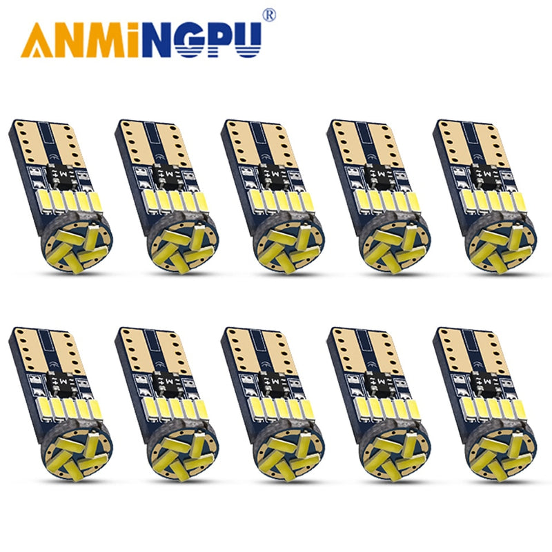 ANMINGPU 2/10PCS W5W Led Bulb T10 Led 501 194 12V 4014SMD Car Led Signal Lamp Clearance Lights Reading Lights Interior Light