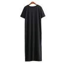 Long Sleeve Maxi T Shirt Dress Women Autumn Winter Sexy Party Bodycon Vintage Casual Slit Knitted Cotton White Black Sundress