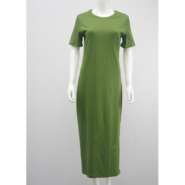 Long Sleeve Maxi T Shirt Dress Women Autumn Winter Sexy Party Bodycon Vintage Casual Slit Knitted Cotton White Black Sundress