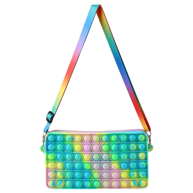 Cute Bag Fidget Toys Reliver Stress Toy Rainbow Push Bubble Simple Dimmer Antistress Toy Children Sensory Game Toy Backpack