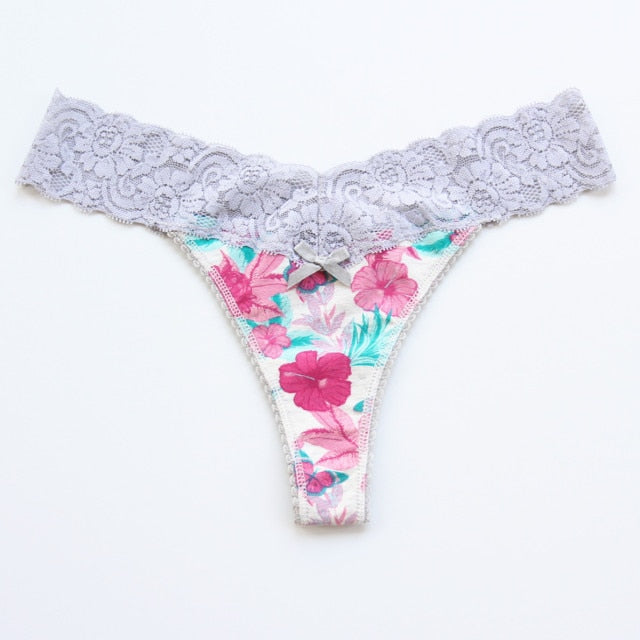 Voplidia Women's Panties Underwear Women Plus Size Sexy Lace Lingerie Panty Thongs G String Tanga T-back Seamless Female PM052