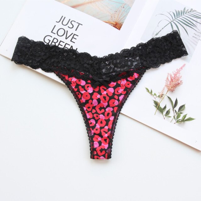 Voplidia Women's Panties Underwear Women Plus Size Sexy Lace Lingerie Panty Thongs G String Tanga T-back Seamless Female PM052