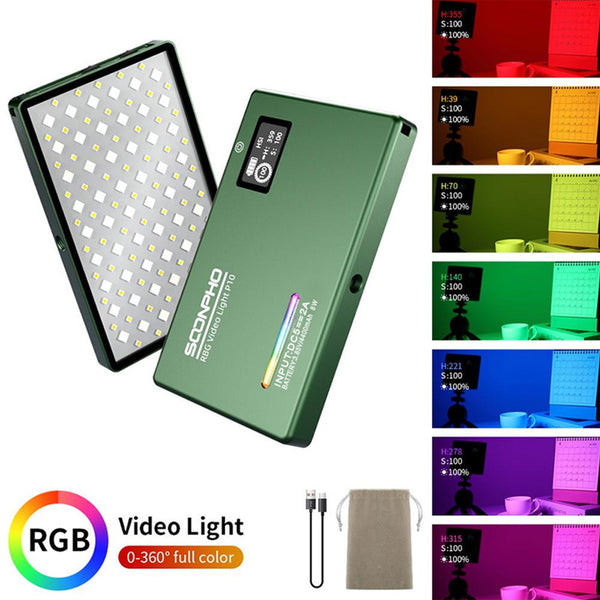 soonpho RGB LED Camera Light Full Color Output Video Light Kit Dimmable 2500K-8500K Bi-Color Panel Light CRI 95+
