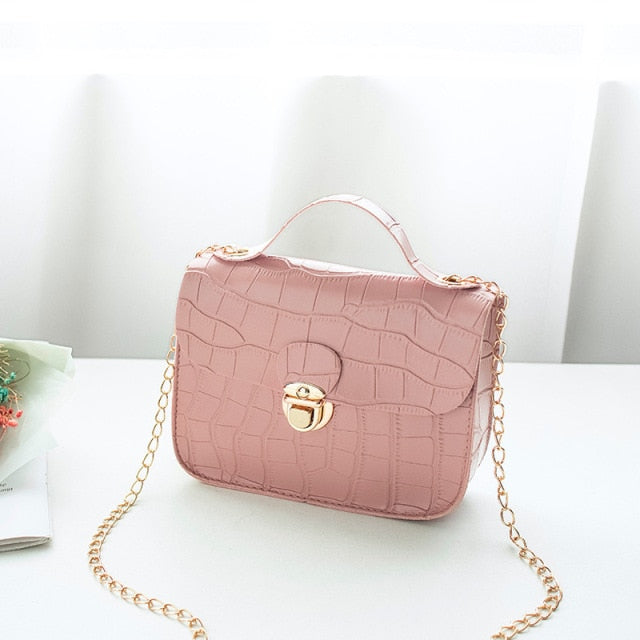 2020 Fashion Women Small Crossbody Bag Classic Crocodile Pattern Shoulder Handbags Lightweight Chain Strap Messenger Purse