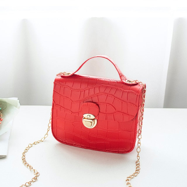 2020 Fashion Women Small Crossbody Bag Classic Crocodile Pattern Shoulder Handbags Lightweight Chain Strap Messenger Purse