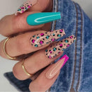 24pcs/set Long Stiletto Fake Nails Punk Snake Pattern Black White Matte False Nails Artificial Full Nail Tips Manicure Tools