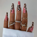 24pcs/set Long Stiletto Fake Nails Punk Snake Pattern Black White Matte False Nails Artificial Full Nail Tips Manicure Tools