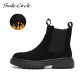 Smile Circle Ankle Boots Suede Leather women Flat platform Short Boots Ladies shoes fashion Autumn winter boots