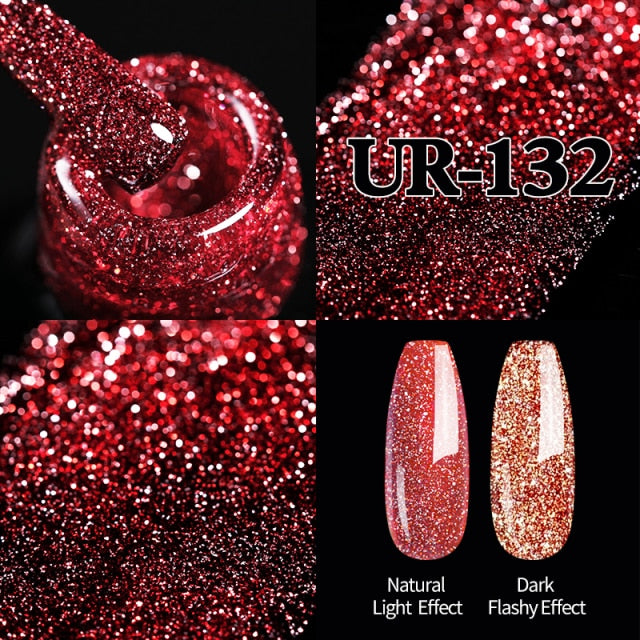 UR SUGAR 7.5ml Pink Reflective Glitter Gel Nail Polish Silver Purple Sequins Soak Off UV Gel Nail Art Manicuring Nail Gel