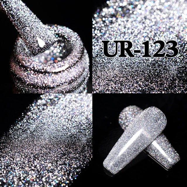 UR SUGAR 7.5ml Pink Reflective Glitter Gel Nail Polish Silver Purple Sequins Soak Off UV Gel Nail Art Manicuring Nail Gel