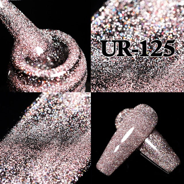 UR SUGAR 7.5ml Pink Reflective Glitter Gel Nail Polish Silver Purple Sequins Soak Off UV Gel Nail Art Manicuring Nail Gel