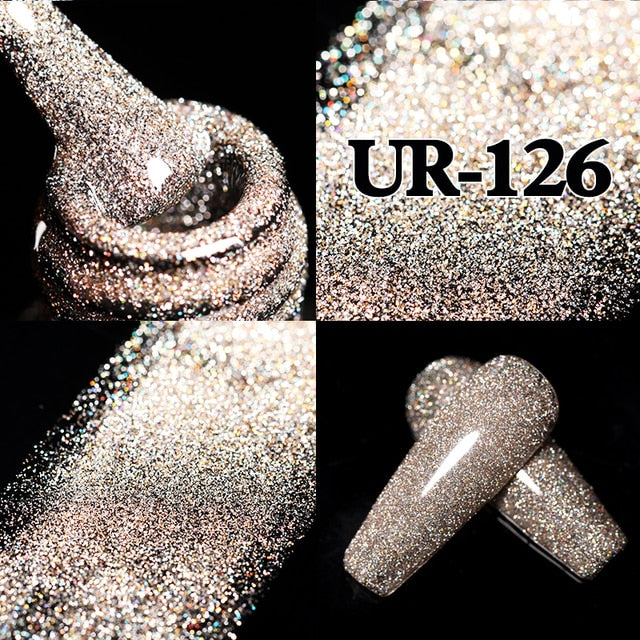 UR SUGAR 7.5ml Pink Reflective Glitter Gel Nail Polish Silver Purple Sequins Soak Off UV Gel Nail Art Manicuring Nail Gel