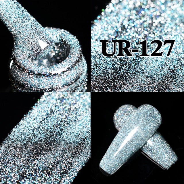 UR SUGAR 7.5ml Pink Reflective Glitter Gel Nail Polish Silver Purple Sequins Soak Off UV Gel Nail Art Manicuring Nail Gel