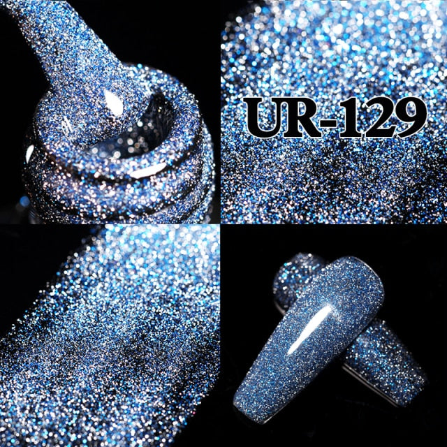 UR SUGAR 7.5ml Pink Reflective Glitter Gel Nail Polish Silver Purple Sequins Soak Off UV Gel Nail Art Manicuring Nail Gel