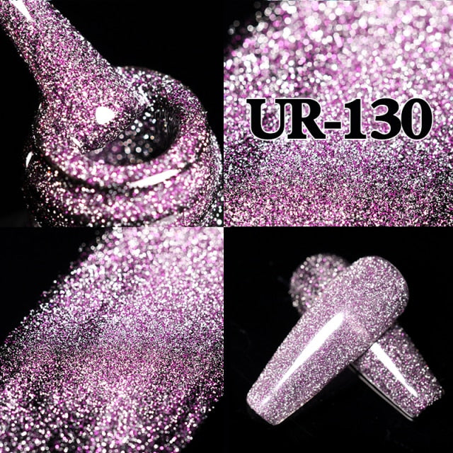 UR SUGAR 7.5ml Pink Reflective Glitter Gel Nail Polish Silver Purple Sequins Soak Off UV Gel Nail Art Manicuring Nail Gel