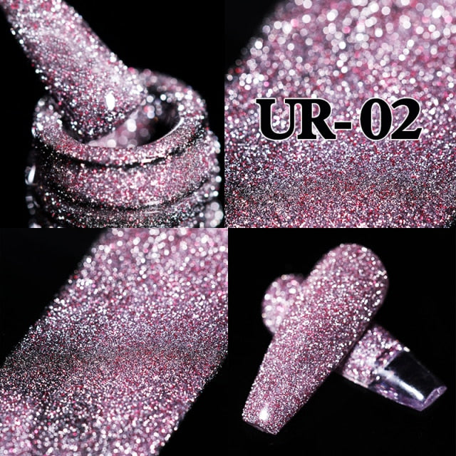 UR SUGAR 7.5ml Pink Reflective Glitter Gel Nail Polish Silver Purple Sequins Soak Off UV Gel Nail Art Manicuring Nail Gel