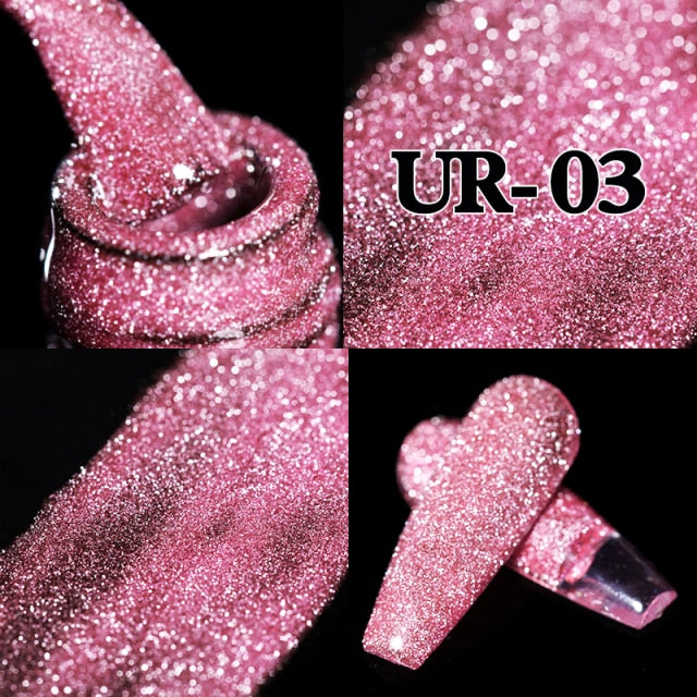 UR SUGAR 7.5ml Pink Reflective Glitter Gel Nail Polish Silver Purple Sequins Soak Off UV Gel Nail Art Manicuring Nail Gel