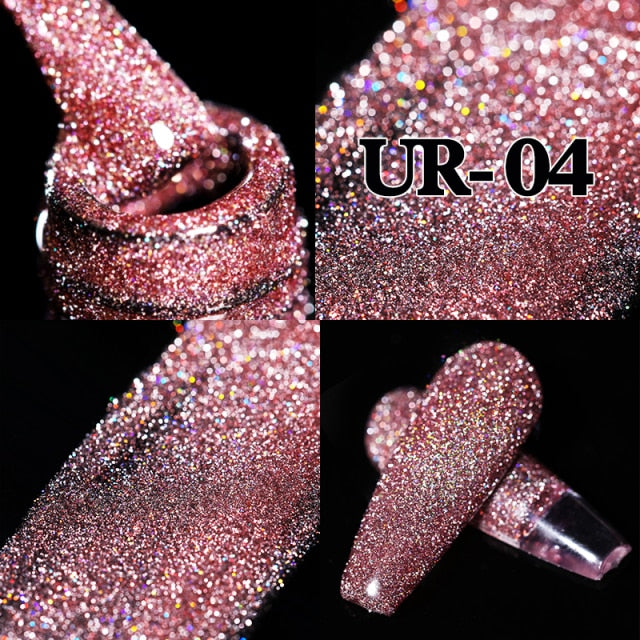 UR SUGAR 7.5ml Pink Reflective Glitter Gel Nail Polish Silver Purple Sequins Soak Off UV Gel Nail Art Manicuring Nail Gel
