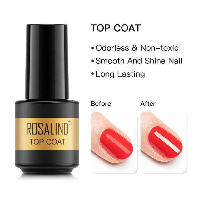 ROSALIND Primer Top Base Coat 7ML Gel Nail Polish For Manicure Long Lasting Nail Art Salon Gel Varnish UV LED Color Gel Polish