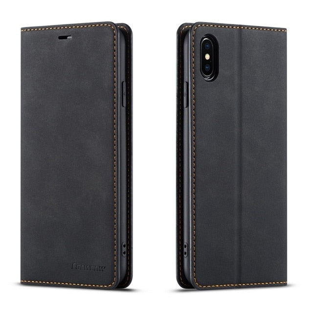 Ultra Thin Leather Case for iPhone 13 12 Mini 11 Pro XS Max XR 8 7 6s 6 Plus SE 2020 Suede Magnetic Flip Cover Phone Wallet Bag