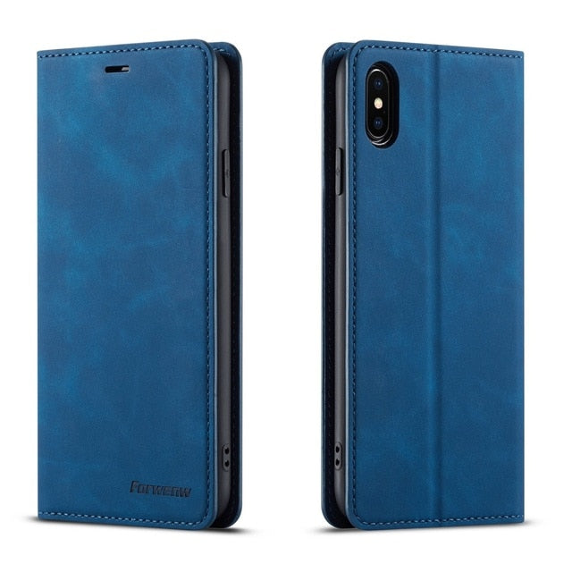 Ultra Thin Leather Case for iPhone 13 12 Mini 11 Pro XS Max XR 8 7 6s 6 Plus SE 2020 Suede Magnetic Flip Cover Phone Wallet Bag