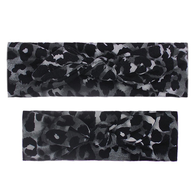 2Pcs Mother & Baby Children Turban Hair Band Accessories Baby Girls Twist Knot Headbands Family Leopard Parent-Child Headwear