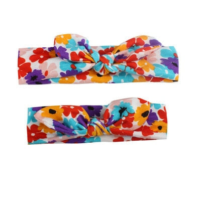 2Pcs Mother & Baby Children Turban Hair Band Accessories Baby Girls Twist Knot Headbands Family Leopard Parent-Child Headwear