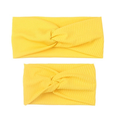 2Pcs Mother & Baby Children Turban Hair Band Accessories Baby Girls Twist Knot Headbands Family Leopard Parent-Child Headwear