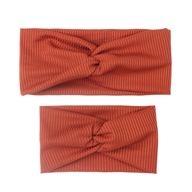 2Pcs Mother & Baby Children Turban Hair Band Accessories Baby Girls Twist Knot Headbands Family Leopard Parent-Child Headwear