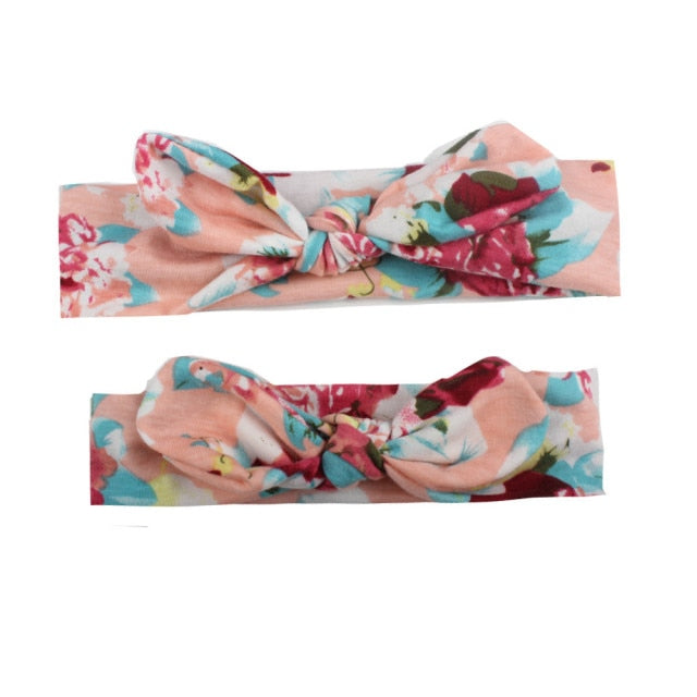 2Pcs Mother & Baby Children Turban Hair Band Accessories Baby Girls Twist Knot Headbands Family Leopard Parent-Child Headwear