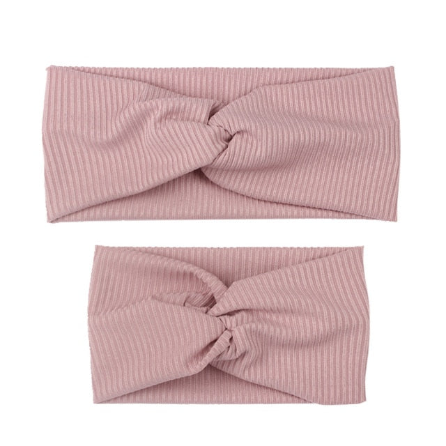 2Pcs Mother & Baby Children Turban Hair Band Accessories Baby Girls Twist Knot Headbands Family Leopard Parent-Child Headwear