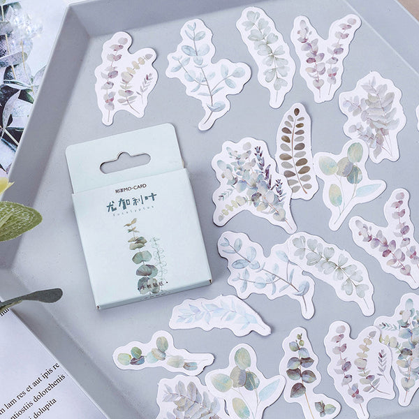 Mohamm 45Pcs Eucalyptus Decorative Sticker Books Scrapbooking DIY Note Paper Sticker Flakes Stationary Office Accessories Art Su