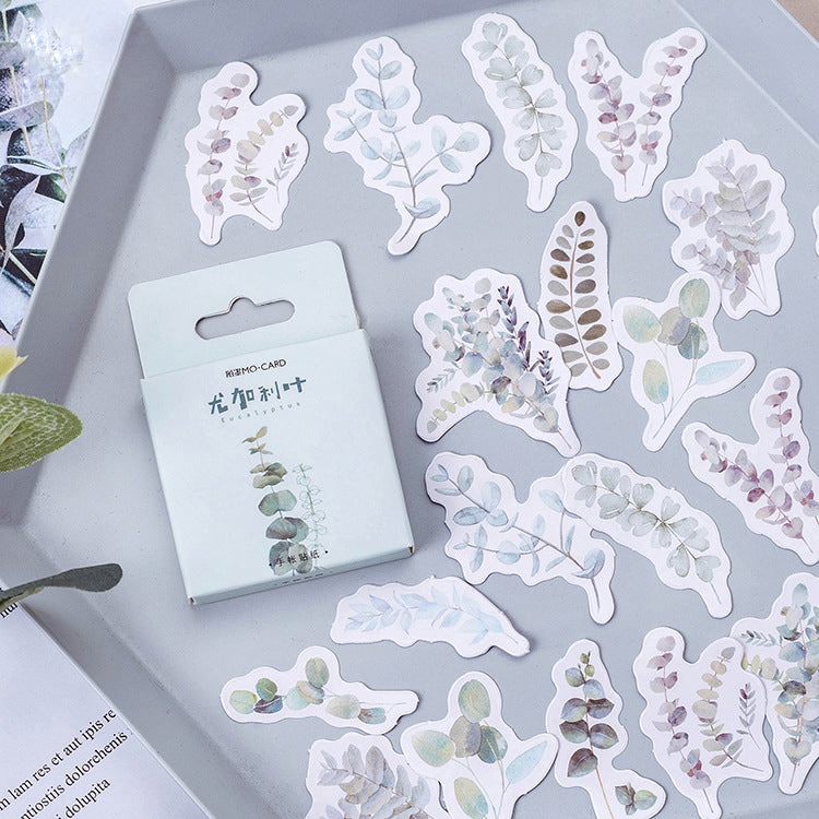 Mohamm 45Pcs Eucalyptus Decorative Sticker Books Scrapbooking DIY Note Paper Sticker Flakes Stationary Office Accessories Art Su