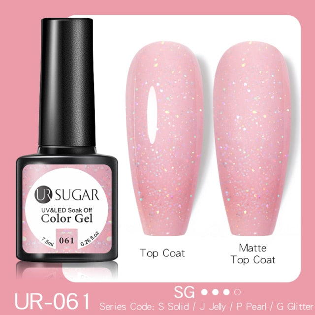 UR SUGAR 7.5ml Reflective Glitter Gel Nail Polish Manicure Nail Art Semi Permanent UV LED Lamp Nail Varnishes