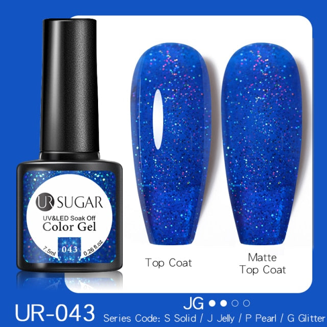 UR SUGAR 7.5ml Reflective Glitter Gel Nail Polish Manicure Nail Art Semi Permanent UV LED Lamp Nail Varnishes