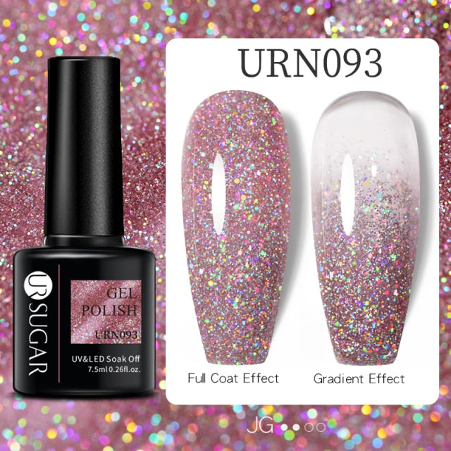 UR SUGAR 7.5ml Reflective Glitter Gel Nail Polish Manicure Nail Art Semi Permanent UV LED Lamp Nail Varnishes