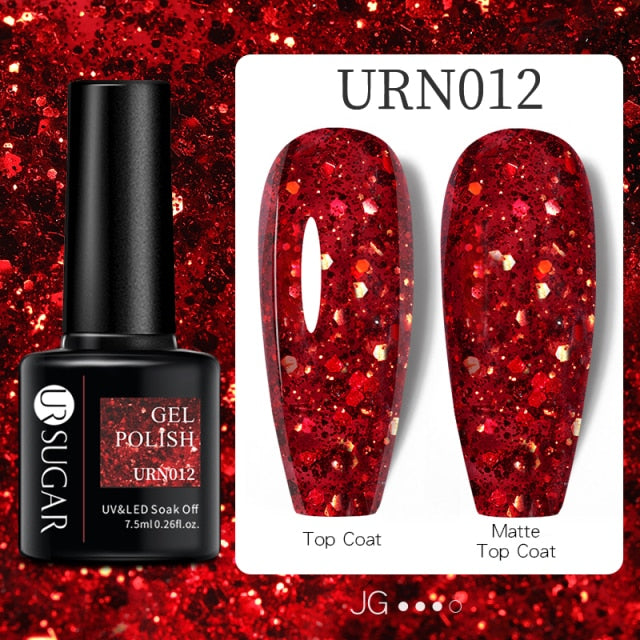 UR SUGAR 7.5ml Reflective Glitter Gel Nail Polish Manicure Nail Art Semi Permanent UV LED Lamp Nail Varnishes