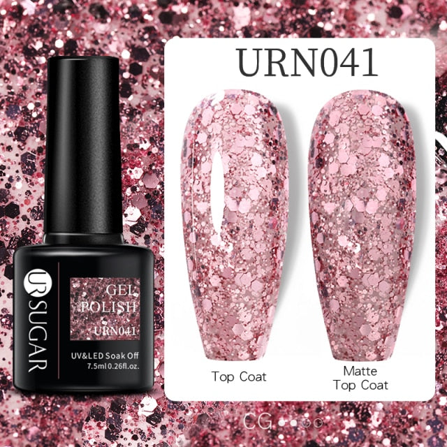 UR SUGAR 7.5ml Reflective Glitter Gel Nail Polish Manicure Nail Art Semi Permanent UV LED Lamp Nail Varnishes
