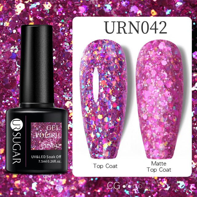 UR SUGAR 7.5ml Reflective Glitter Gel Nail Polish Manicure Nail Art Semi Permanent UV LED Lamp Nail Varnishes