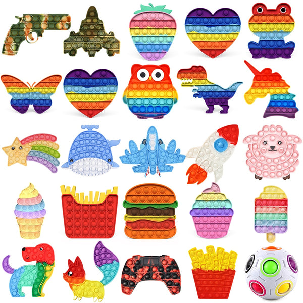 Rainbow Fidget Bubble Toys Stress Relief Squeeze for Kid Squishy Sensory Anti Stress Game Hand Simple Dimple Fidget Relax Toy