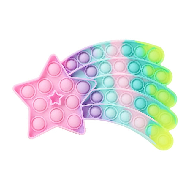 Rainbow Fidget Bubble Toys Stress Relief Squeeze for Kid Squishy Sensory Anti Stress Game Hand Simple Dimple Fidget Relax Toy
