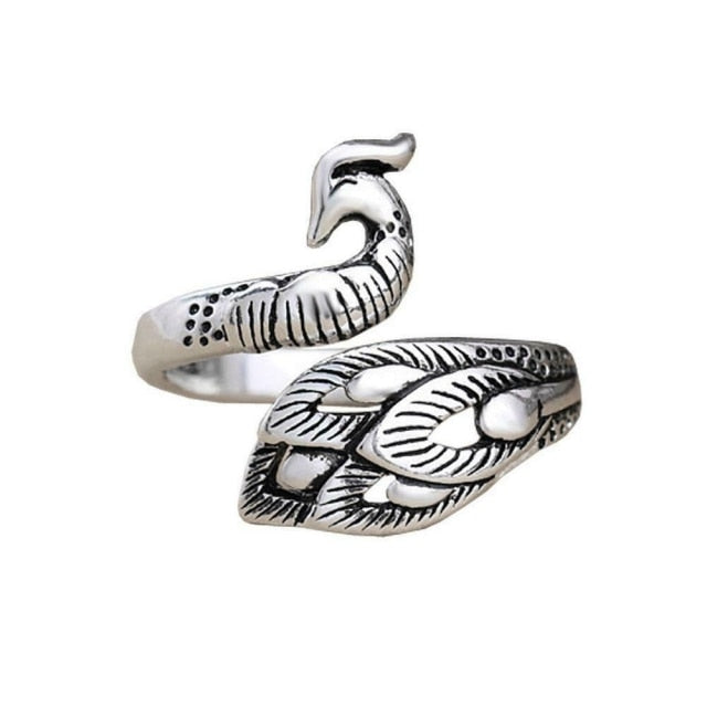 Retro Punk Snake Dragon Ring for Men Women Exaggerated Antique Siver Color Opening Adjustable Rings Anillo Hombre Bijoux