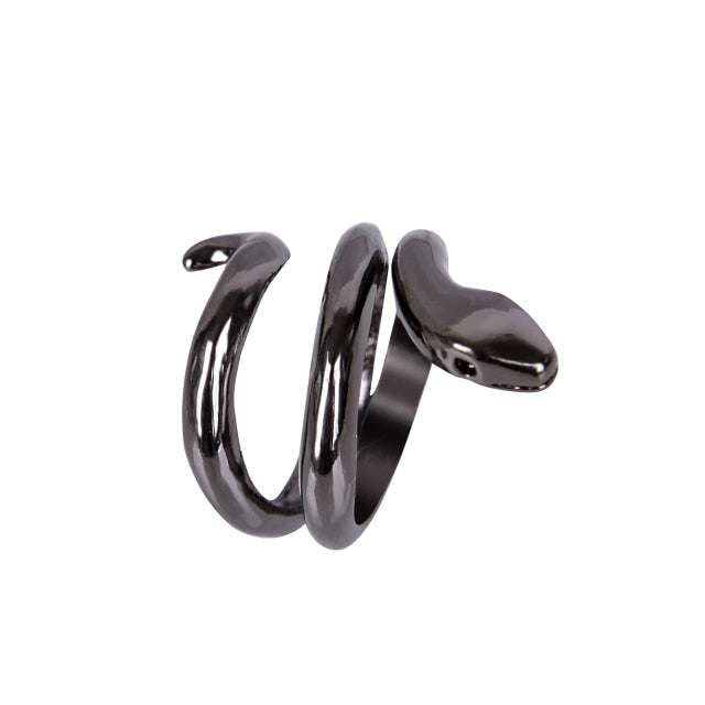 Retro Punk Snake Dragon Ring for Men Women Exaggerated Antique Siver Color Opening Adjustable Rings Anillo Hombre Bijoux