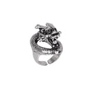 Retro Punk Snake Dragon Ring for Men Women Exaggerated Antique Siver Color Opening Adjustable Rings Anillo Hombre Bijoux