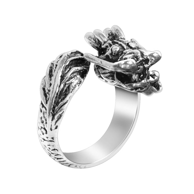 Retro Punk Snake Dragon Ring for Men Women Exaggerated Antique Siver Color Opening Adjustable Rings Anillo Hombre Bijoux