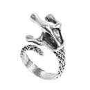 Retro Punk Snake Dragon Ring for Men Women Exaggerated Antique Siver Color Opening Adjustable Rings Anillo Hombre Bijoux