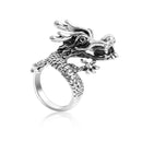 Retro Punk Snake Dragon Ring for Men Women Exaggerated Antique Siver Color Opening Adjustable Rings Anillo Hombre Bijoux