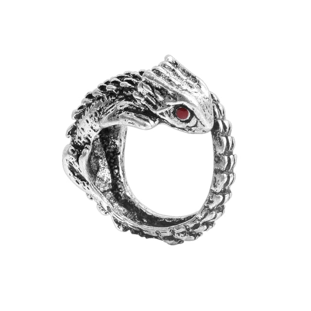 Retro Punk Snake Dragon Ring for Men Women Exaggerated Antique Siver Color Opening Adjustable Rings Anillo Hombre Bijoux
