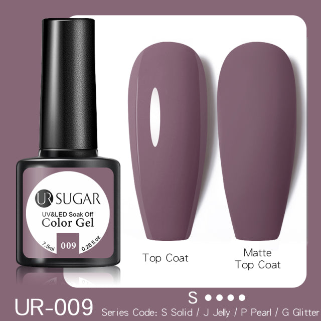UR SUGAR 7.5ml Purple Color Gel Nail Polish Matte Top Coat Semi Permanent Soak Off Nail Art UV Gel Varnish All For Manicure